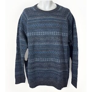 GAP‎ Men's XXL Blue Fair Isle Pullover Sweater Cotton Blend Classic Comfort